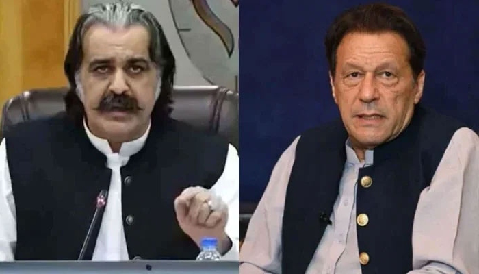 PTI founder Imran Khan (right) and KP Chief Minister Ali Amin Gandapur. — Facebook/Ali Amin Khan Gandapur/AFP/File