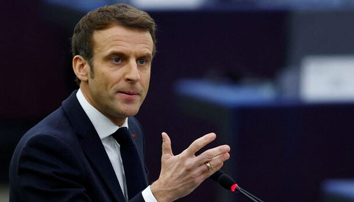 French President Emmanuel Macron delivers a speech at the European Parliament at the start of Frances presidency of the Council of the European Union, during a plenary session in Strasbourg, France, January 19, 2022. — Reuters