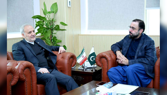 Ambassador of Iran, Dr Amiri Moghadam (left) in a meeting with Federal Minister for Religious Affairs and Inter-Faith Harmony Chaudhary Salik Hussain on December 18, 2024. — APP