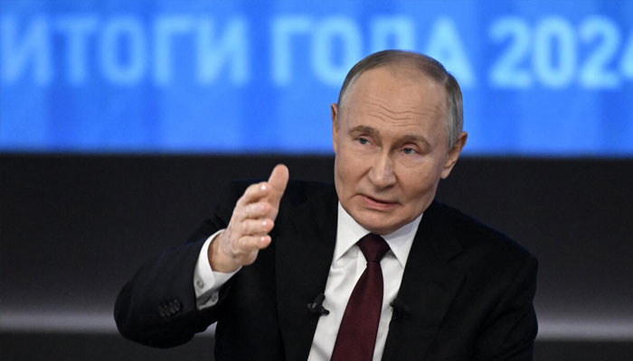 Russian President Vladimir Putin holds his annual end-of-year press conference in Moscow on December 19, 2024. —AFP