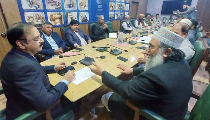 The chief operating officer (COO) of the Karachi Water & Sewerage Corporation (KWSC), Engineer Asadullah Khan is seen at a meeting on Dec 26, 2024. — Facebook@KWSCOFFICIAL