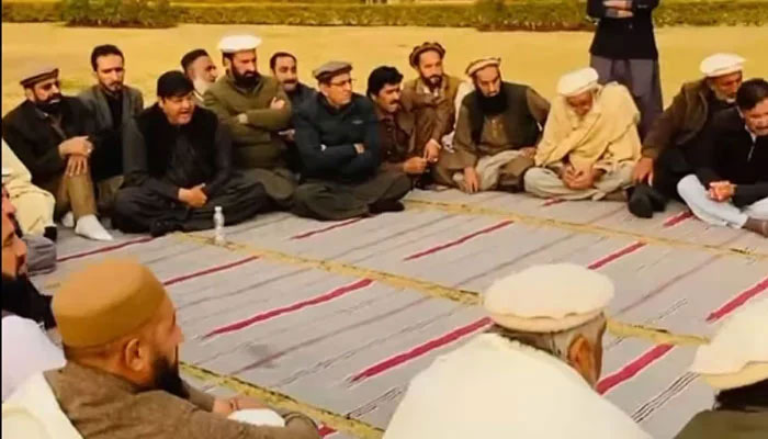 The Grand Peace Jirga meets in Kohat on December 23, 2024 to discuss the Kurram situation. — Facebook@faddioo