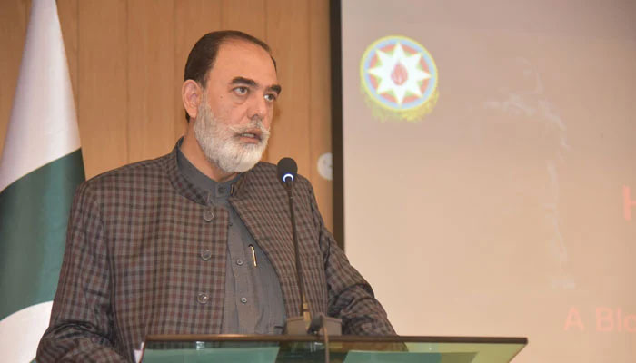 Senator Muhammad Talha Mahmood addressing a ceremony. — X@senatorMtalha/File