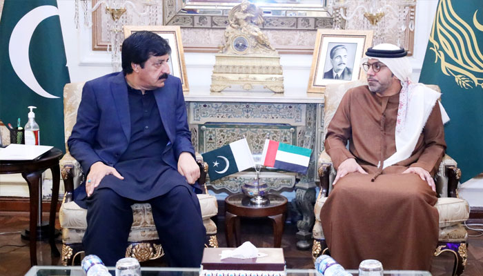Ambassador of United Arab Emirates to Pakistan, Hamad Obaid Al Zaabi (right) and Punjab Governor Sardar Saleem Haider here at Governor’s House on December 30, 2024.— Facebook@SardarSaleemHaider