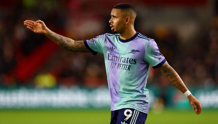 Arsenals Gabriel Jesus reacts during the match. — Reuters/File