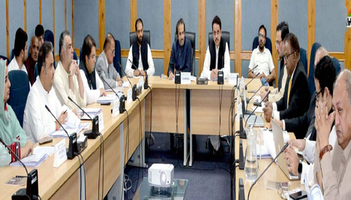 The Senate Standing Committee on Industries and Production, chaired by Senator Aon Abbas at Parliament Lodges.— Sabah/File