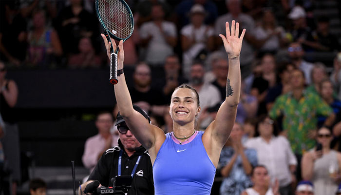 Aryna Sabalenka celebrates defeating Russias Polina Kudermetova in the Brisbane singles final. —AFP/File