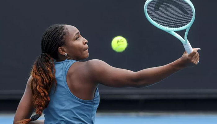 Coco Gauff hits a return during a training session ahead of the Australian Open. — AFP/File