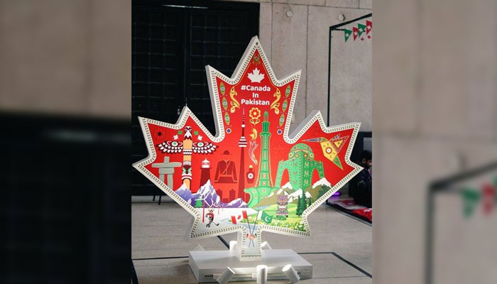 The Candian maple leaf symbol seen at the ThinkFest 2025 in Lahore on January 12, 2025.— Facebook@CanadainPakistan