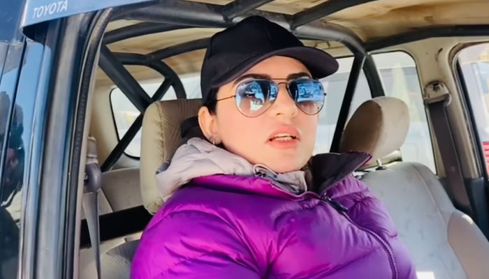 A woman jeep racer seen at the thrilling 13th Kalam Snow Jeep Race.— Facebook@CanadainPakistan/File