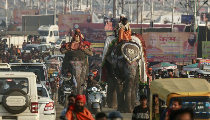 Vast crowds of Hindu pilgrims in India ready to bathe in sacred waters for the Kumbh Mela festival. —AFP/File