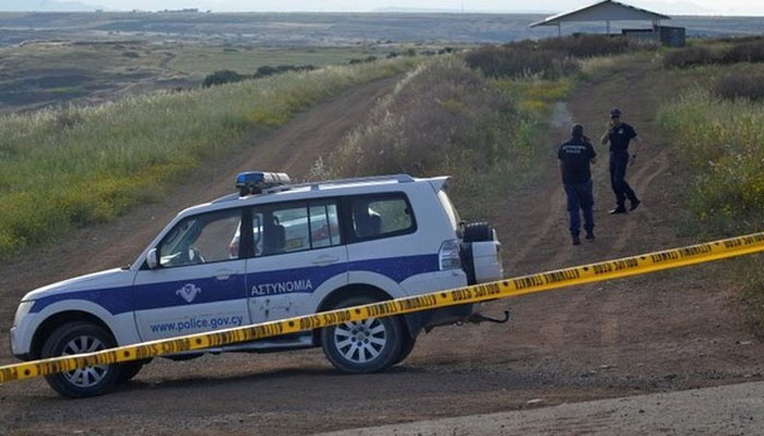 Police secure the area where the body was discovered near the village of Orounta, Cyprus, April 25, 2019.—Reuters