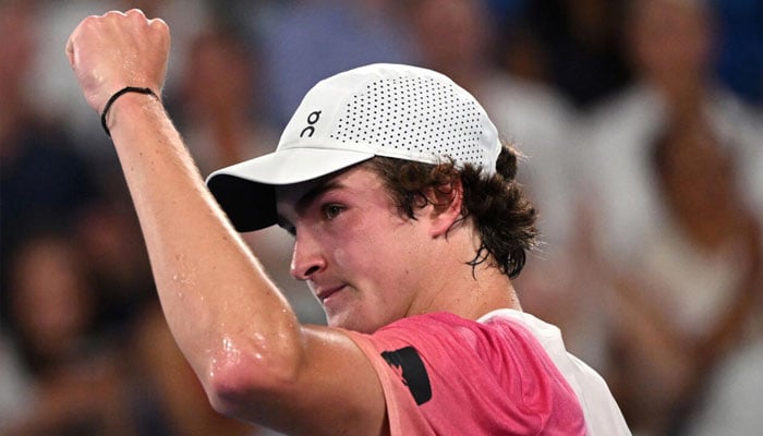 Brazils Joao Fonseca reacts to winning the first set against Russias Andrey Rublev. —AFP/File