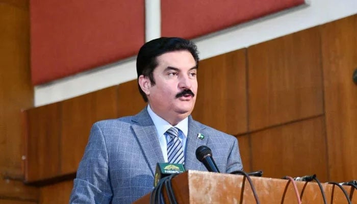 Khyber Pakhtunkhwa Governor Faisal Karim Kundi addresses at an event on October 15, 2024. — Facebook@FaisalKarimKundi