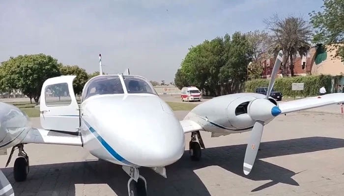 This screengrab from a video released on April 13, 2024, shows an air ambulance. — X@MaryamNSharif