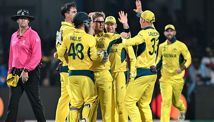 Australia´s Adam Zampa (centre) celebrates with teammate. — AFP/File