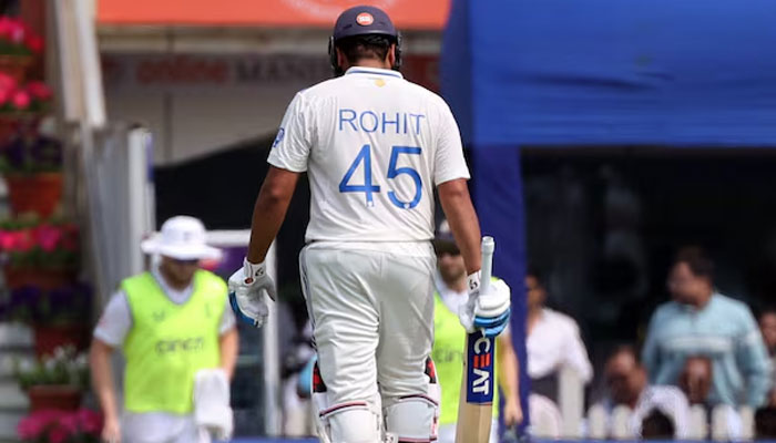 Indias Rohit Sharma walks back tothe pavilion after losing his wicket, stumped out by Englands Ben Foakes off the bowling of Tom Hartley. — Reuters/File