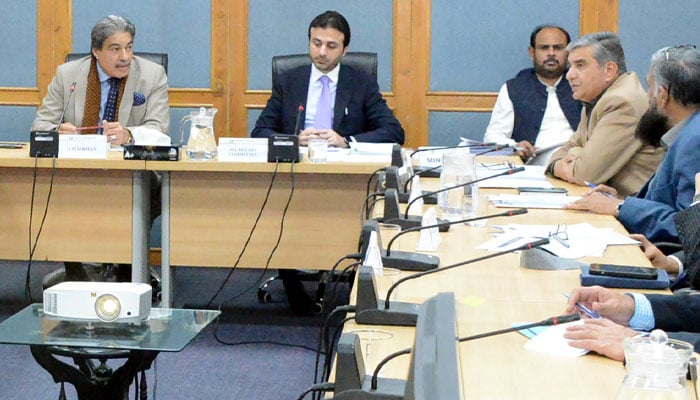 Senate Standing Committee on Housing and Works meeting presided over by Chairman Senator Nasir Mehmood (left) on January 15, 2025.— Senate website