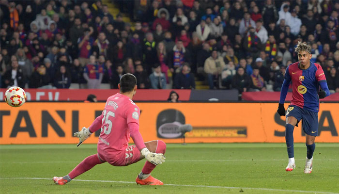 Barcelona forward Lamine Yamal(right) in action. — AFP/File