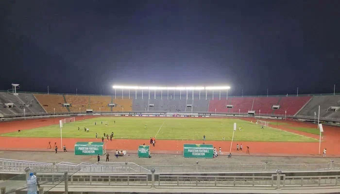 The representational image shows the Jinnah Stadium in Islamabad illuminated by floodlights. — Geo Super/File