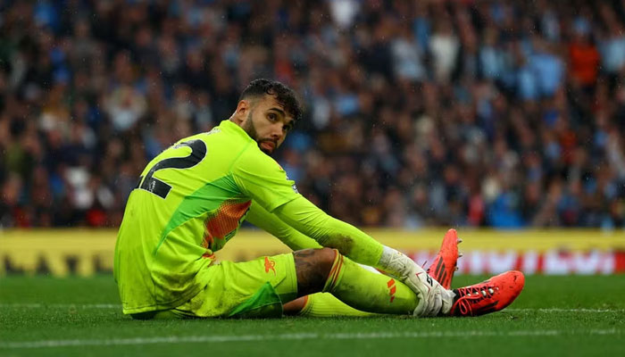 Arsenals David Raya reacts after sustaining an injury. — Reuters/File
