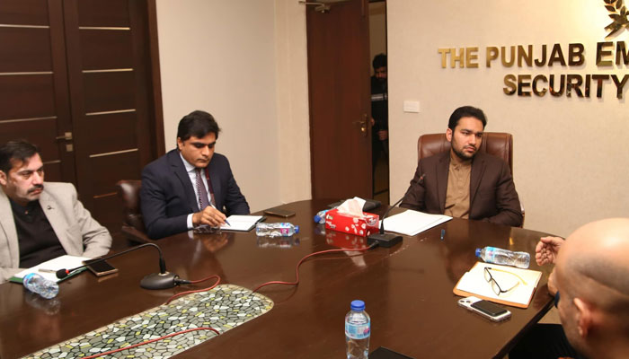 Punjab Minister for Labour Faisal Ayub Khokhar in a meeting discussing labourers welfare on January 15, 2025. — Facebook/mpafaisal161