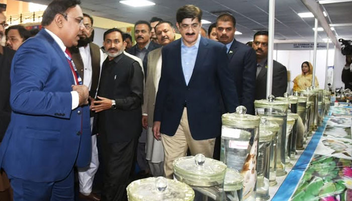 Chief Minister Murad Ali Shah is seen visiting a stall after inaugurating the Sindh Livestock Expo 2025 on January 17, 2025. — Facebook@SindhCMHouse