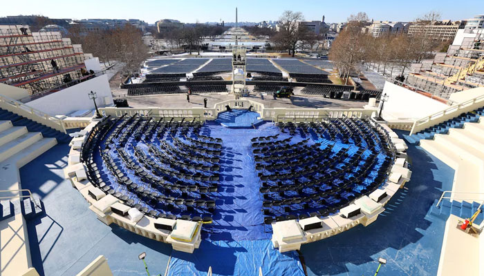 A semi-circle with seating is pictured at the West Front of the US Capitol building as preparations are underway for the upcoming presidential inauguration of US President-elect Donald Trump, in Washington, US, January 15, 2025. — Reuters