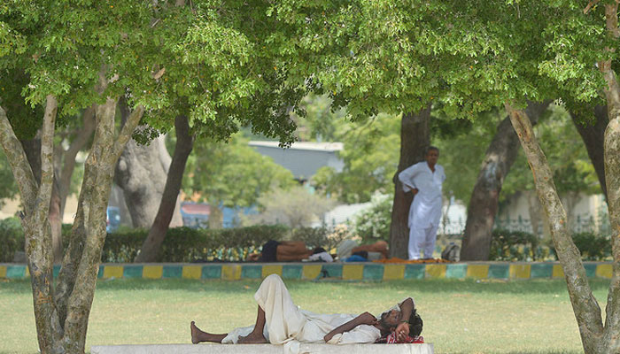 A Pakistani man rests under the shade of trees during a heatwave in Karachi on June 23, 2015. — AFP