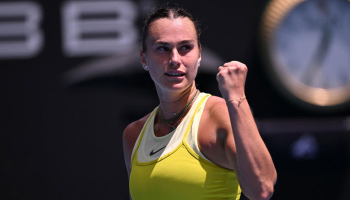 Aryna Sabalenka celebrates beating Mirra Andreeva. —AFP/File