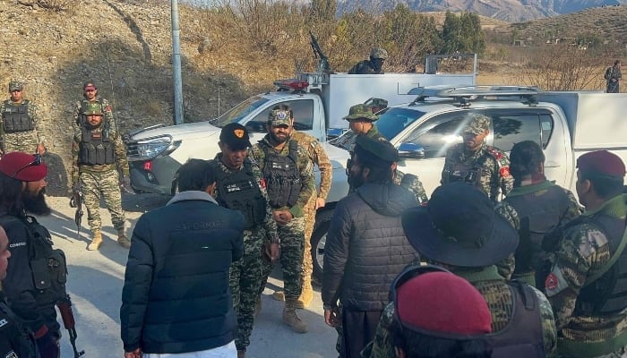 Frontier Constabulary and security personnel gather in Kurram on January 17, 2025. — AFP