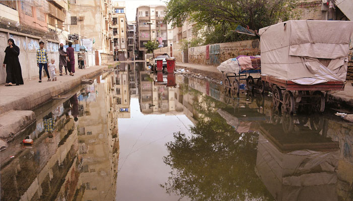 A representative image of sewage water in a street. — Reporter/NaqeebUrRehman/File