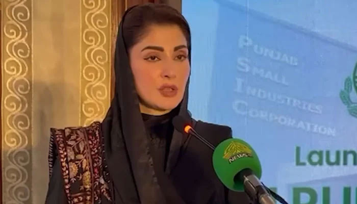 Punjab Chief Minister Maryam Nawaz addressing the inauguration ceremony of the Asaan Karobar Finance Scheme on January 16, 2025. — Screengrab via Facebook@TheMaryamNSharif