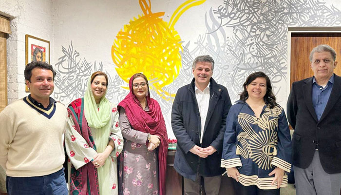 Punjab Information Minister Azma Bokhari (third left) with the Argentinian ambassador on January 21, 2025.— Facebook@AzmaBokhariPMLN