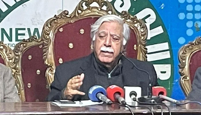 Human Rights Commission of Pakistan (HRCP) Chairman Asad Iqbal Butt speaks at a press conference. — Facebook@Human Rights Commission of Pakistan/File
