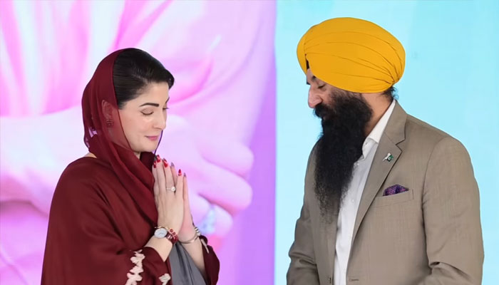 Punjab Chief Minister Maryam Nawaz greeting Minister for Minority Affairs Ramesh Singh Arora, January 23, 2025. — Facebook@TheMaryamNSharif