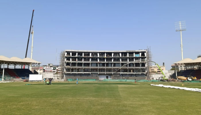 Renovation work is underway at the National Stadium Karachi on January 23, 2025. — Reporter/Faizan Lakhani