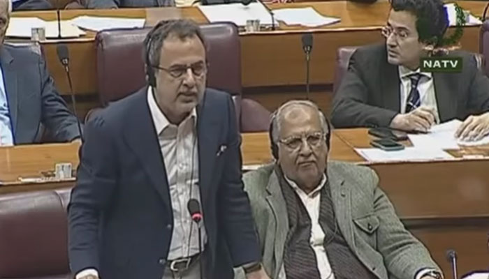 Minister for Energy Awais Leghari speaks in a National Assembly session on January 23, 2025. — Screengrab via Facebook@NationalAssemblyOfPakistan