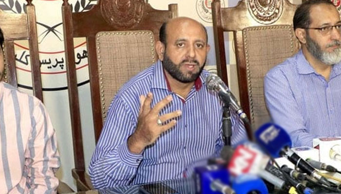 President FAPUASA, Dr Amajd addresses a press conference on August 22, 2024. — PPI