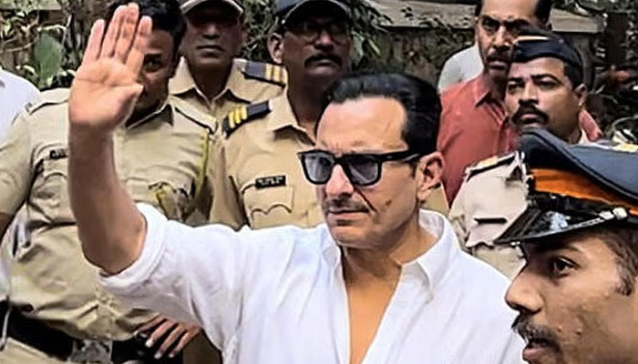 Bollywood actor Saif Ali Khan at his residence after he was discharged from Lilavati Hospital, in Mumbai. — PTI/File
