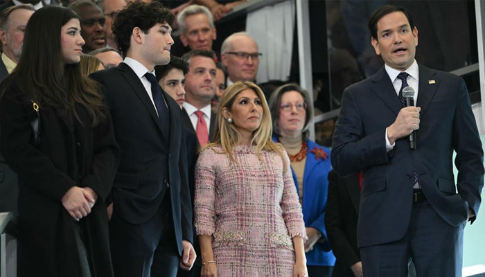 US Secretary of State Marco Rubio speaks to employees upon arrival at the State Department on January 21, 2025. — AFP