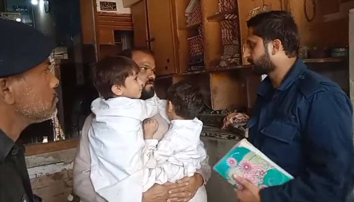 In this screengrab, missing children can be seen with their family members released on January 26, 2025. — Facebook@KarachiPoliceOfficial