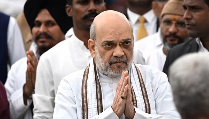 Indias Home Minister Amit Shah (C) at the National Centre for the Performing Arts (NCPA) in Mumbai on Oct 10, 2024. — AFP