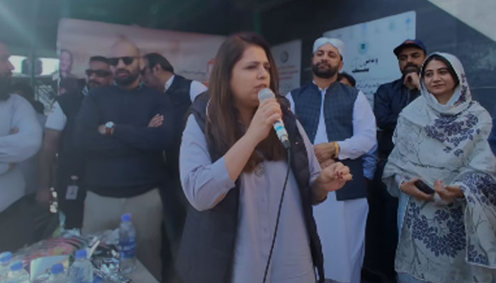 Chief Distribution and Marketing Officer Sadia Dada speaks at a ceremony in Karachi on January 24, 2025. — Screengrab via Facebook@KElectricPk