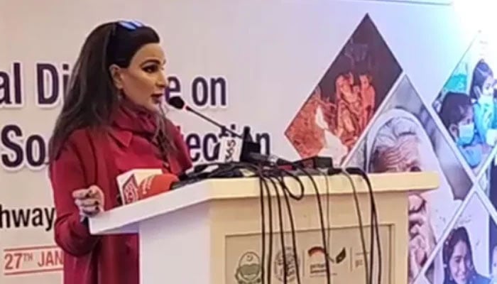 Chairperson Senate Standing Committee on Climate Change Senator Sherry Rehman speaks at an event on January 27, 2025. — Screengrab via Facebook@/pspa.punjab