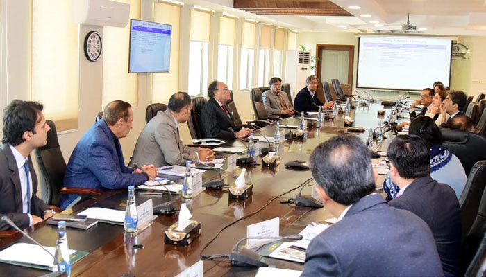 Minister for Finance Muhammad Aurangzeb chairing a meeting of the Senate Standing Committee on Finance and Revenue on January 30, 2025. — PID