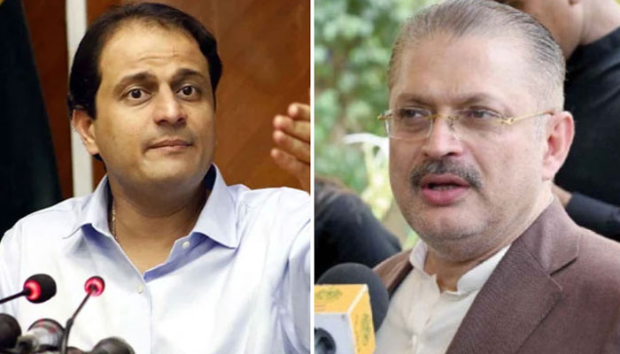 This collage shows Karachi Mayor Barrister Murtaza Wahab (left) and Sindh Senior Minister Sharjeel Inam Memon (right). — PPI/File