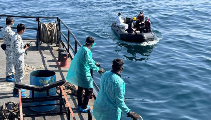 n this representational image, Pakistan Navy (PN) and the Pakistan Maritime Security Agency (PMSA) personnel busy for rescuing fishermen this image released on March 11, 2024. — Facebook/Pakistan Maritime Security Agency