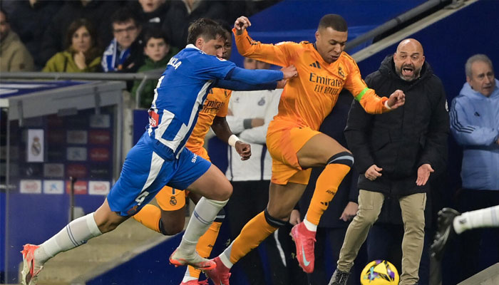 Real Madrids French forward Kylian Mbappe (right) against Espanyol . — AFP/File
