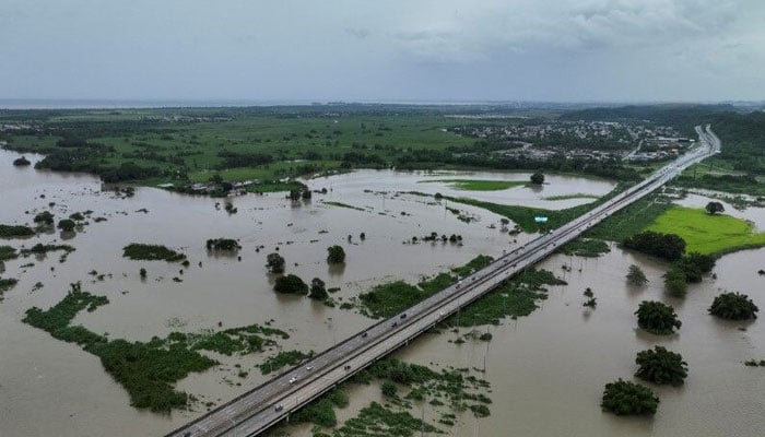 A drone view shows a large-scale flooded area on August 14, 2024. — Reuters